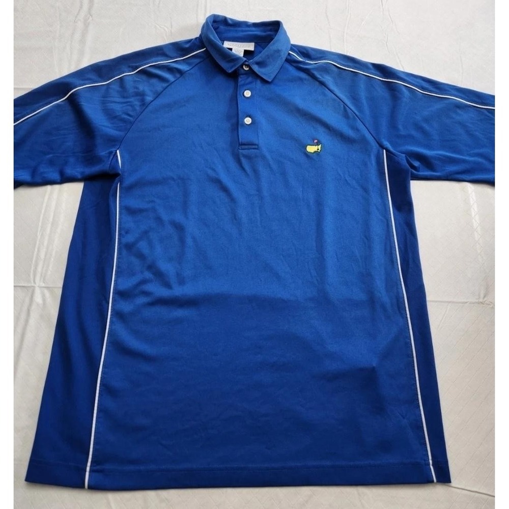 Masters Golf Shirt Mens Medium Blue Performance Polo Polyester Augusta National‎